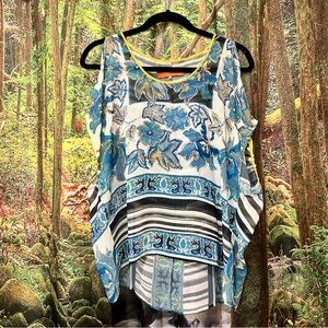 Clover Canyon Top Blouse Abstract Print S sheer